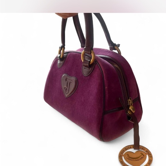 Purple Velour |Juicy Couture| Vintage Bowler Shoulder Bag - Picture 2 of 7